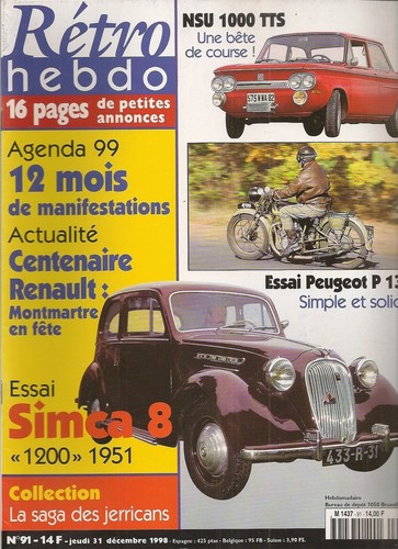 Retro hebdo simca huit 1200 - 91,