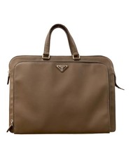 Porte-documents PRADA mallette sac d'affaires étui à documents cuir marron au...
