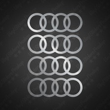Lot 4 Stickers AUDI 14.3 cm ARGENT Brillant réservoir tuning autocollant Logo