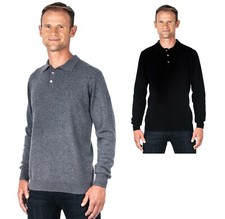 Ugholin Pull Homme 100% Cachemire Col Polo Manches Longues