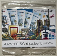 PARIS 1789-1989 5x POSTCARDS REVOLUTION FRANCAISE TOUR EIFFEL LOUVRE PHILATELY