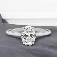 Bague de fiançailles taille ovale 1,00 ct IGI Lab cultivée en platine 950 dia...