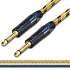 Sommer Sc Classique Vintage Câble. Doré Jack Audio Câble Jaune/Noir et Bleu