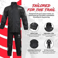 Homme Combinaison De Moto Noire Veste De Pluie Imperméable Pantalon
