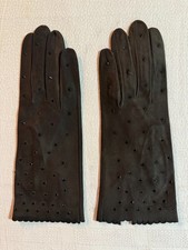 Paire de gants  vintage en cuir / peau noir et strass  taille 7 1/2  N° 7