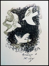 Georges BRAQUE :  Les oiseaux hommage à Raoul DUFY,  lithographie signée  1965