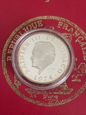 MONACO  ,  RAINIER  III  , 100  FRANCS  ARGENT  1974  , RARE ET  FLEUR  DE  COIN