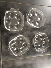 Lot de 4 plats à escargots PYREX 6 trous en verre carrés