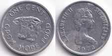 1 Cent 1972 Seychelles Elisabeth II - Grow More Food - FAO - Tête de Boeuf