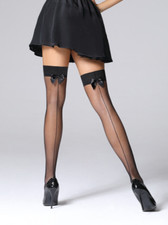 Bas sexy femme couture résille autofixant BAS BLEU MIKAELA Noir T2 T3 T4