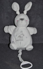 ?Peluche Doudou Lapin Musical  SIMBA TOYS NICOTOY KIABI Blanc Etoile Argentée