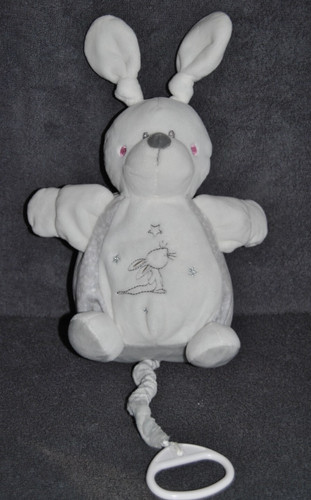 Doudou lapin musical - musical, blanc