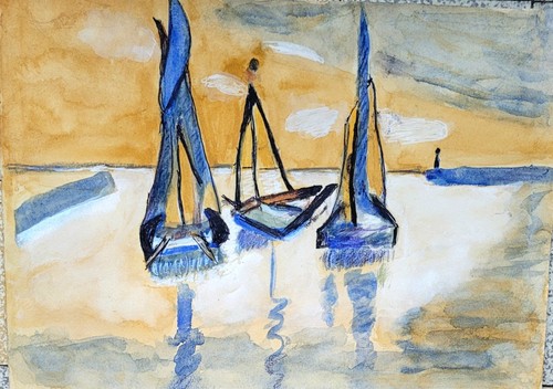 Aquarelle marine 21cmx29cm - aquarelle,