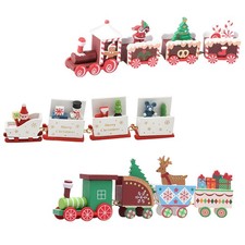  Petit Train de noël en bois, 3 pièces, ornements de bureau, modèle de Train