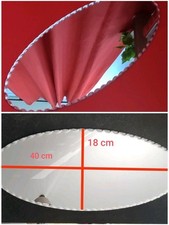 PLATEAU ANCIEN MIROIR BISEAUTÉ OVALE AVEC FEUTRINE - 40 X 18 CM EXCELLENT ÉTAT