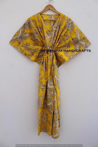 Robe longue maxi caftan - , jaune