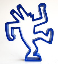 sculpture CHIEN DANCE bleu Haring keith POP street ART graffiti paint par Spyddy