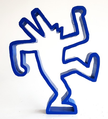 Sculpture chien dance bleu - chien,
