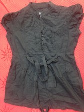 JENNYFER haut femme sans manches voile coton noir cordon Taille 40