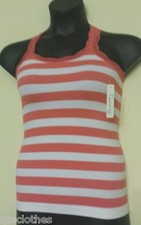 TRUE LOVE Sexy Carmine Striped Stretch Racer Lace Strap Seamless Top OSFM QCO