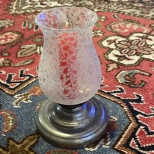 Photophore Verre Givré Et Etain Poinçonné Bel Effet Décoration Bel État Rare !