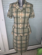 Tailleur Vintage Caméline Paris Carreaux Kaki Et Abricot Taille 40 Working Girl