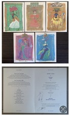 Signé Captain + Dessin MENU X5 COMPLET Concorde Air France, Christian LACROIX