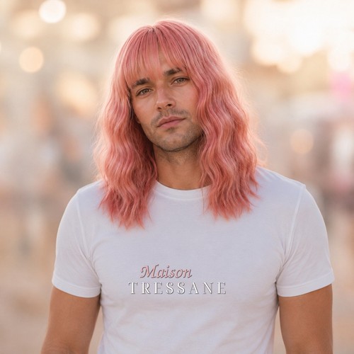 Perruque homme rose carré - perruque,