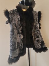 Gilet sans manche Sprung Freres 100% en renard Argenté Et Noir 