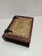 Boîte Coffret Bois Décoration Style Livre Ancien Carte du Monde / Mappemonde