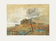 ANTONIO RIVERA MAISON DE PÊCHEURS 1985 lithographie signée