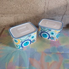 Tupperware Lot De 2 Boîtes Optimum Quatro Rectangle 1.3 Litre Bleu Motif Rond 
