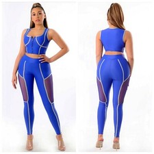 Mesh Cutout Front Zip 2 Piece