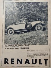Publicité  Renault Reinastella Nervastella Vivastella Monastella 1930 automobile