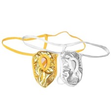 Pack de 2 String Homme Mankini Hot Slip Briefs pour Hommes Doré Argenté