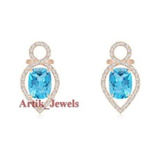 Naturel Bleu Gemme Topaze Avec