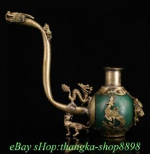 3.9" Old Tibet Bronze Jade