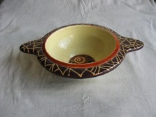 Magnifique et rare Bol à oreille émaux de Longwy atelier Primavera décor Savane