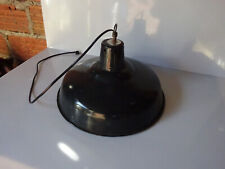 Ancien Abat Jour Industriel Suspension Métal noir Tôle émaillée  Atelier-Usine