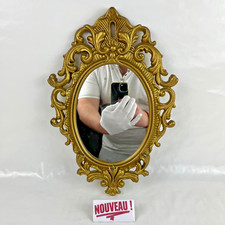 ➜MIROIR BAROQUE OVALE mural cadre doré style Louis XV rococo vintage 38 cm