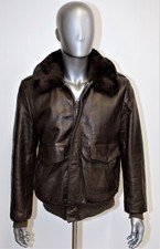 Flight Jacket fourré  A-2 EXCELLED cuir marron Vintage 70s 44US 52FR made in USA