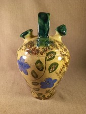 Pichet gargoulette en terre vernissée du sud de la France, cruche vintage