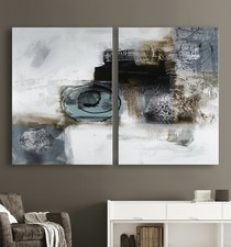 ABSTRAIT Toile Image Moderne Noir Bleu Gris Peinture Art Impression Tableau XXL