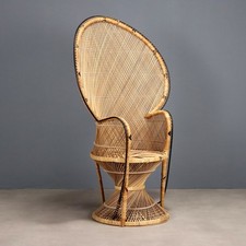 Fauteuil Ancien Rotin Tressé Italie du XXe Siècle Original