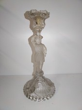 Bougeoir verre soufflé moulé, dépoli, Portieux, Personnage mousquetaire 