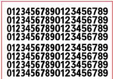 Decals Chiffres noirs 7 mm 1/43 1/32 1/24 Numeros Black numbers Décalcomanie