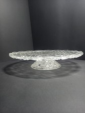 Ancien Plat À Tarte 32cm verre Ciselé Vintage Décoration Collection XXème Siècle