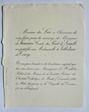 SAUSSINE COMTE PONT GAULT Mr du Lac FAIRE PART MARIAGE Villedieu Torcy 1886