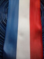 Ancien ruban tricolore large 9cm longueur 5 mètres bleu blanc rouge inauguration