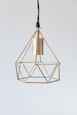 Suspension Filaire Géométrique Cage Dorée en Métal